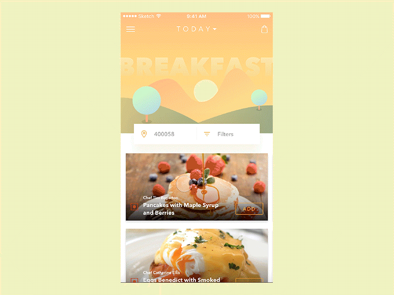Holachef Menu UI Interaction Concept afternoon breakfast dinner food holachef illustration interaction lunch menu morning snack ui