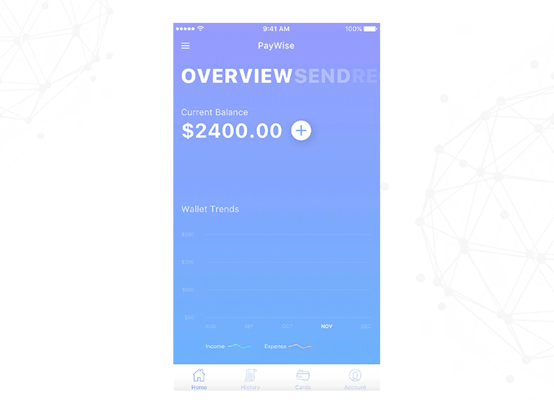 PayWise | iOS Wallet App finance interactions ios money navigation wallet app
