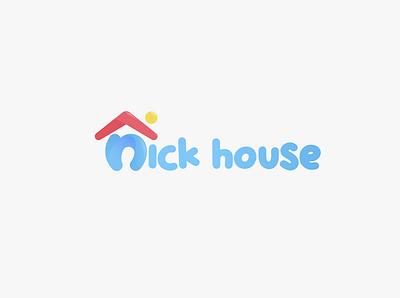 nick house logo design 3d logo blue children graphic design house logo inkscape kids letter n logo logogram pastel color playfull logo red yellow
