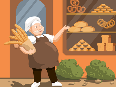 Cheerful baker illustration