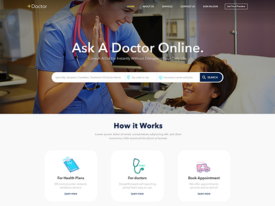 Ask a Doctor design doctor home page patient telemedicine ui user interface web design website