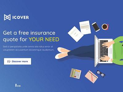 iCover app branding design icon illustraton insurance landing page logo ui ux vector web