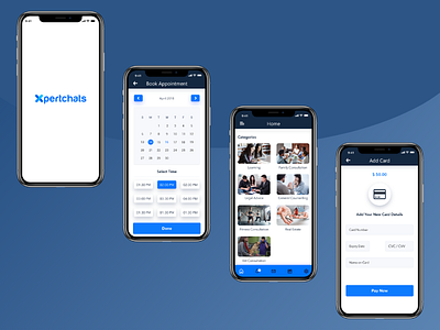 Xpert chats - An on-demand app app screens app ui design dribbble iphone x mobile app schduler ui ux xperts