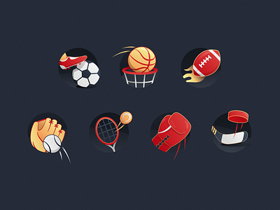 Sports Icons adobe illustrator american football baseball basketball boxing game gradient ice hockey icon icons pack iconset illustration soccer sport tennis vector