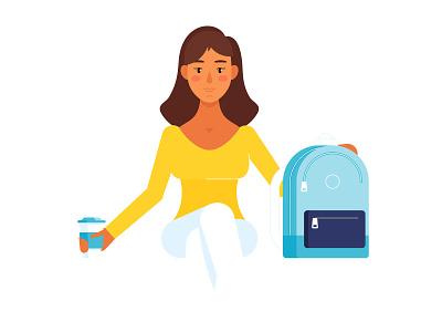 On the Way to Work adobe illustrator animation backpack character design coffee explainer video girl illustration vector woman