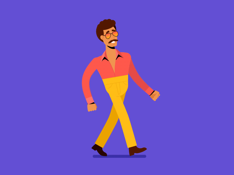 Another Walk Cycle Practice 70s 80s adobe after effects boy character character animation dancer disco fashion male man walk cycle