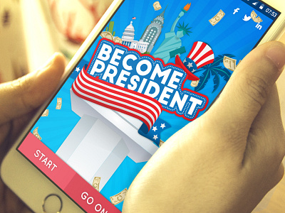 Become President - game design app design first shot game design