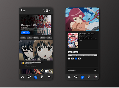 PAE APP | FOR ANIME LOVERS adobe xd animation anime app branding design figma graphic design illustration logo ui ux vector