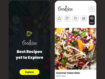 Food App Recipes UI Design adobe xd branding design figma graphic design illustration logo ui ux vector