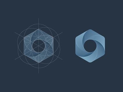 Tencent Reporting Center logo，clean，swirl，hexagonal
