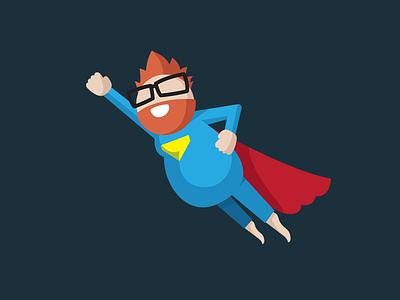 Chubby Superhero beard blue chubby fat flat glasses hipster illustration superhero superman