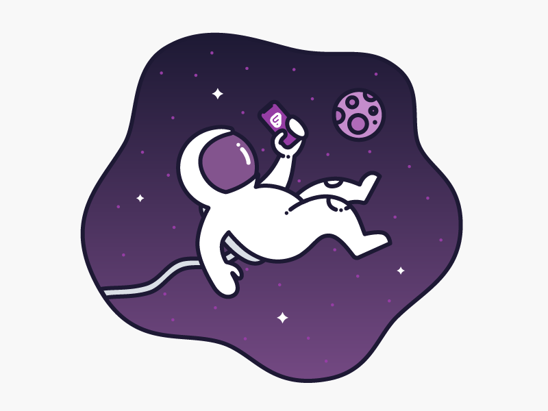 "Work Without Limits" Illustration Concept #2 space man floating space astronaut moon app iphone illustration purple