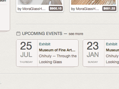 Upcoming Events calendar css date events glassation list time web