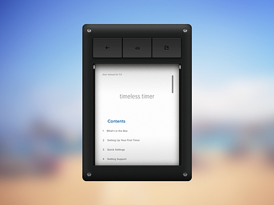 Backside - iteration 1 - attached user manual app backside black button help ios manual paper screw support timer
