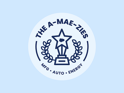 The a-MAE-zies Award Logo award badge blue branding circle flat illustration logo star trophy