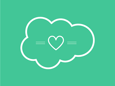 Cloud <3 cloud flat green heart icon line drawing love salesforce