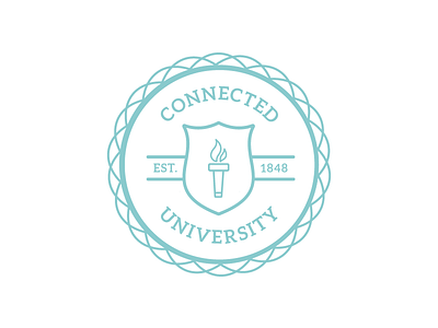 Connected University Logo badge branding college illustration logo teal torch university