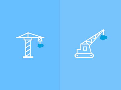 Crane Illustrations blue branding builder construction crane data equipment icon illustration line icons move