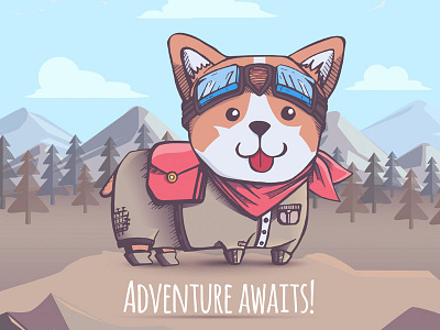 Adventure awaits! adventure dog drawing illustrator photoshop vector