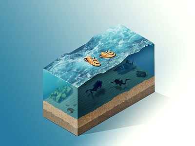 Diving is fun design diving isometric photoshop