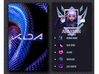 KDA Champion Card - Evelynn branding canva card design designer gamedesign gamedesigner gaming graphic design illustration kda leagueoflegends