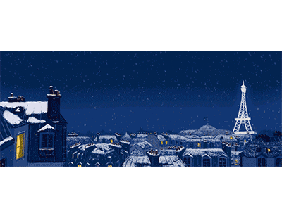 A winter night in Paris gif illustration night paris snow winter