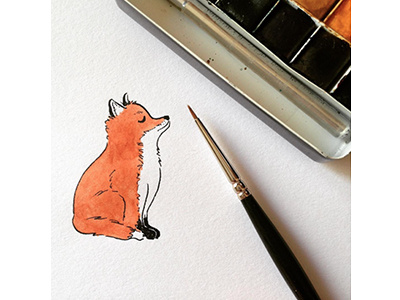 Foxy chinese ink doodle drawing fox foxy illustration ink paint painting sketch watercolor