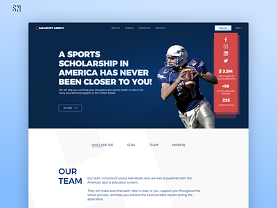 Sports scholarship agency agency design hero landing page scholarship sports ui ux web web design