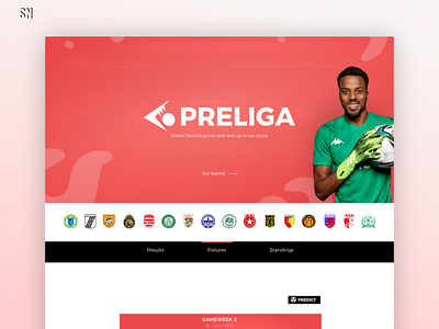 Football prediction website - Preliga design football game gameweek lan landing page match predict prediction soccer tunisia ui ux web design