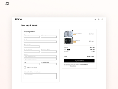 Shopping bag in an online clothing store - Ruccio address bag cart checking clothing delivery design form order payment place order shopping shopping bag ui ux web design
