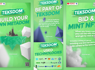 Posters for Teksdom brand design exhibition expo graphic design logo nft posters