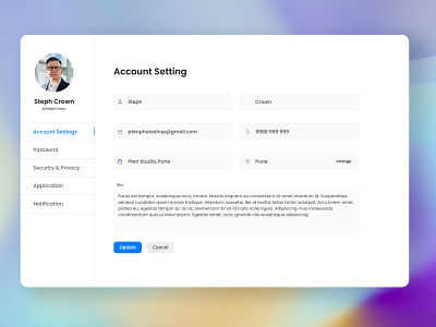 Account Setting Page UI Design app ui dashboard setting design graphic design ui