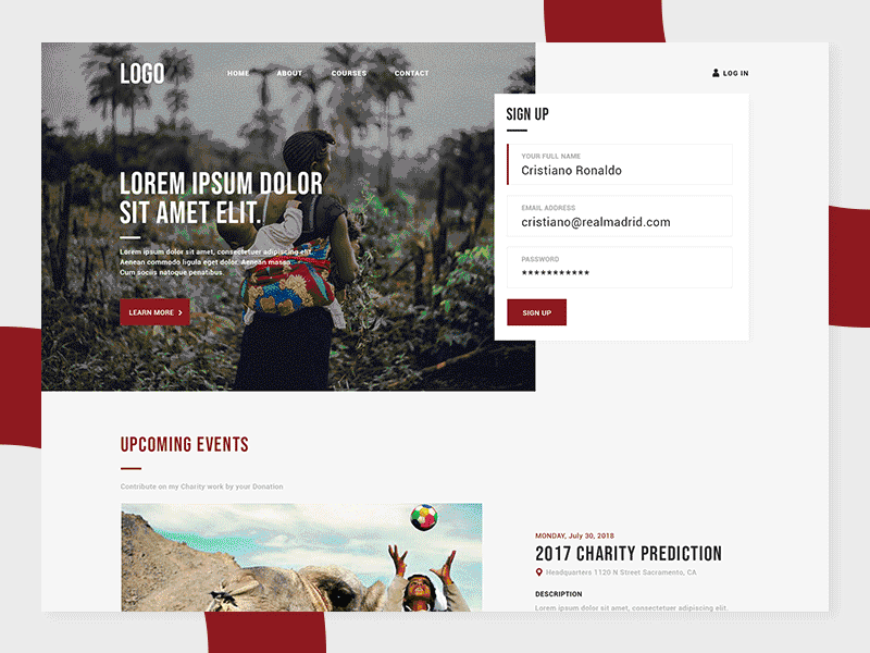 Landing Page For Charity Events Host charity design events host iamfaysal landing page people poor rural ui ux