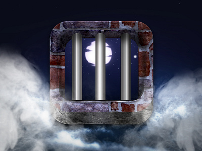 Icon Prison app application black cloud design fabbric icon illustration ipad iphone moon night star steel