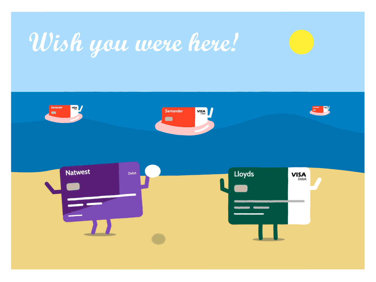 A 'Bank' Holiday Postcard! animation animation 2d bank holiday banks holiday illustration motion design motion graphics summer