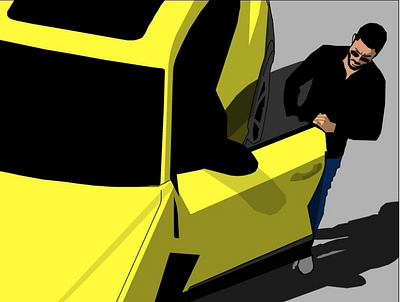 Yellow Car black car design graphic design illustration yellow