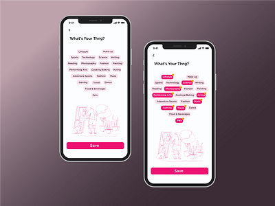 Choose Your Interests app choose your interests design hobbies interest screen interests mobile app ui uiux ux