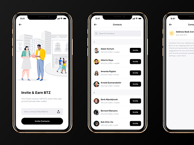 Invite Contacts app bunz clean crypto crypto currency illustration ios iphone iphone x iphone xs ui ux