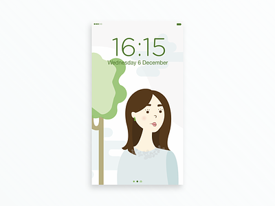 🌿 👩🏻 background colors girl graphiste green illustration iphone mobile nature portrait wallpaper women