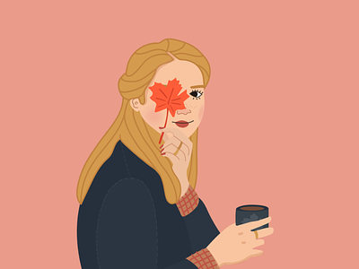 Goodbye fall ! coffee colors fall graphisme illustration portrait vector women