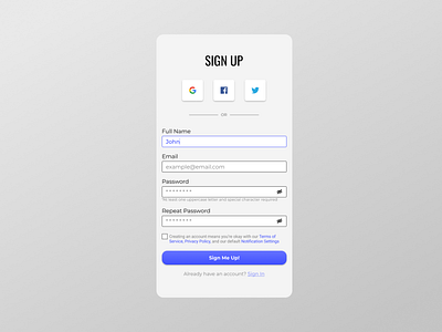 Daily UI Challenge #1 Sign Up dailyui product design sign up ui ui ux ux