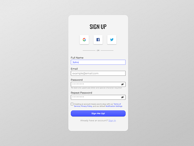 Daily UI Challenge #1 Sign Up