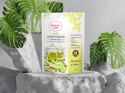 Lemongrass Tea Label Design brand developement brand identity branding graphic design herbal label herbal product herbal tea label logo packaging tea tea label