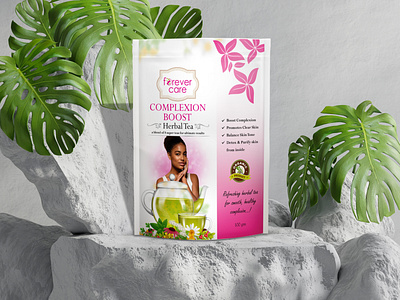 Herbal Complexion Boosting Tea Design Label brand developement brand identity branding design graphic design herbal label herbal product herbal tea illustration label logo packaging