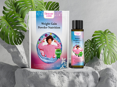Herbal Weight Gain Powder + Syrup Label Design brand developement brand identity branding design graphic design herbal label herbal product herbal tea logo organic label
