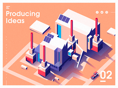 Producing Ideas 3d art color design factory ideias illustration isometric landscape ui