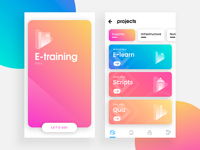 E-Training android app business card colorful gradient ios management mobile project ui ux