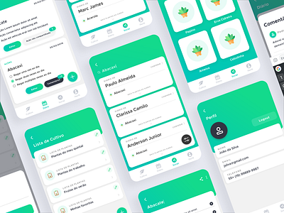 Plantis app app branding bright card colors flat gradient green plant planting ui ux