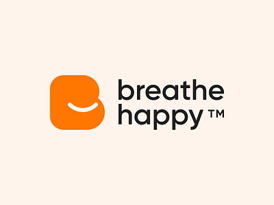 Breathe Happy Logo brand branding breathe clean connection fitness happiness happy identity lifestyle logo smile typography yoga yoga logo