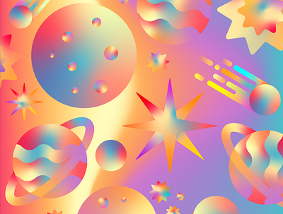 Space Illustration colorful comet gradient planet planets shapes simple space stars